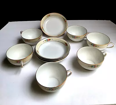 Buy 10 Peices 1914 Noritake Nippon Sedan Hand Painted China Teacups &bowls Gold Trim • 177.07£