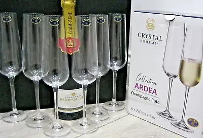 Buy Bohemia Crystal Boxed Set Of 6x  Ardea  Tall Champagne Flutes-*Brand New In Box* • 34£