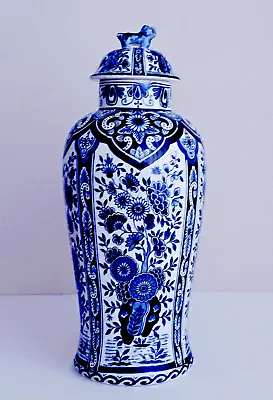 Buy Antique DELFT BLUE & WHITE GINGER JAR - LIDDED VASE 13 INCHES - PETRUS REGOUT • 129.54£