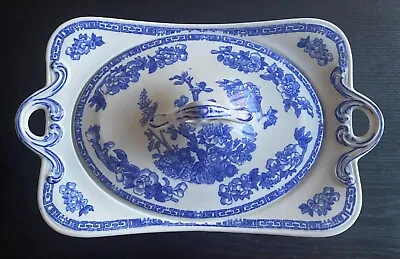 Buy Antique John Maddock & Sons INDIAN TREE Blue Covered Vegetable Serving Bowl • 32.62£