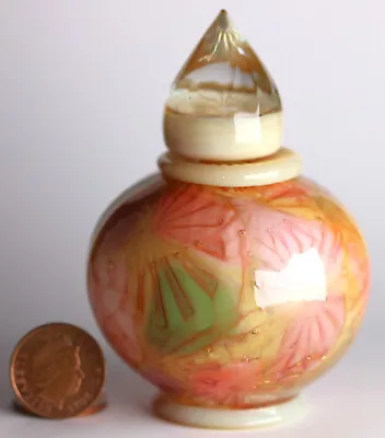 Buy Richard Clements, Australian Art Glass Perfume Bottle, Pink/yellow 'flowers' • 74.50£
