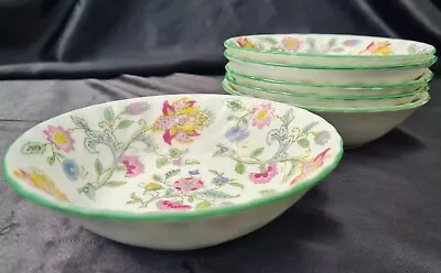 Buy 6 X Minton Haddon Hall Green Fruit Dessert Pudding Bowls (D) • 54£