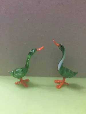 Buy 2x Murano Glass,Lauscha Glass,Bimini:Glass Goose Figure,Goose Ornament,Duck • 13.85£