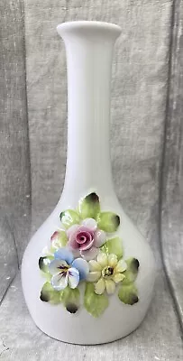 Buy Crown Staffordshire Floral Bud Vase Bone China Applied Flowers • 9.99£