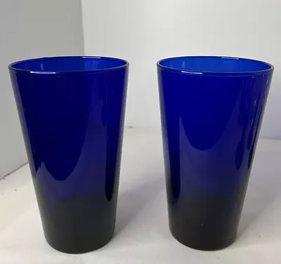 Buy Libbey Glass Flared Cobalt Blue 2 Each Cooler Drink Tumblers Tall 5.75”H • 17.70£