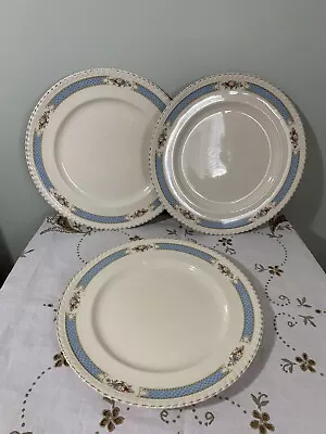 Buy 3 Vintage Johnson Bros Belvedere Dinner Plates 26cm Blue Floral • 10.98£