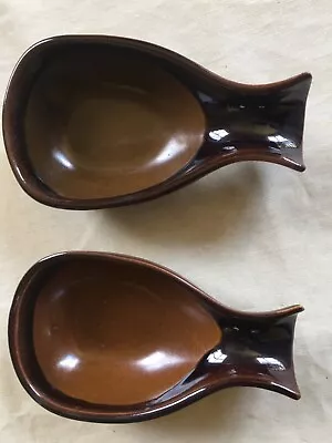 Buy  Two Vintage Jersey Pottery Avocado Bowls Glazed Brown Retro Dinner Party • 0.99£
