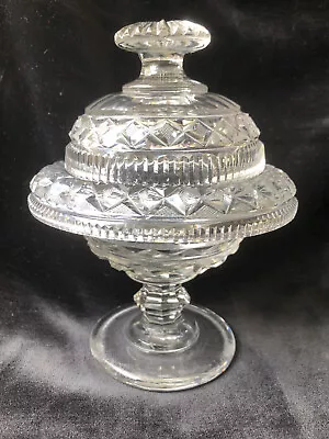 Buy Antique Cut Glass Crystal Covered Bonbon Jar Sweetmeats Polished Pontil • 115£