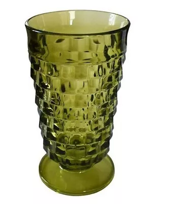 Buy MCM VTG Indiana Whitehall Colony Avocado Green Cubist Tumbler Footed Glasses • 9.31£