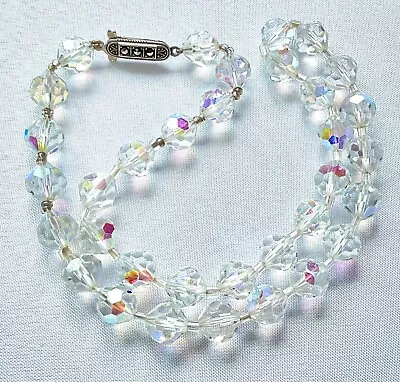 Buy Vintage Faceted Glass Collar Necklace 1950s Aurora Borealis 835 Silver Clasp  • 7.50£