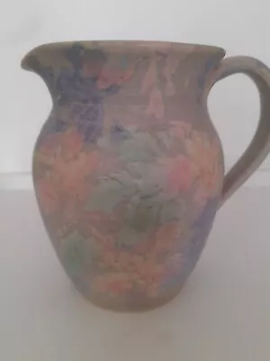 Buy Blue Decorative Jug Pitcher By Conwy Pottery Floral Spongeware Home Decor  • 10£