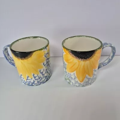 Buy Poole Pottery Vincent Sunflower Hand Painted 2 X Coffee Tea Mugs Vintage • 19.99£