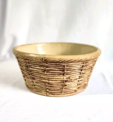 Buy Vintage Hillstonia Pottery Round Basket Stone Ware Bowl Or Flower/Bulb Planter  • 16£