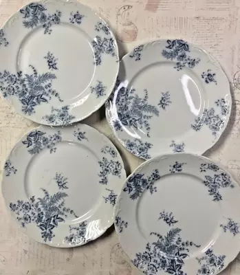 Buy 4 LOVELY W.H. Grindley  Unique  Blue Floral Design Cottage Style 9 1/8  Plates • 27.91£