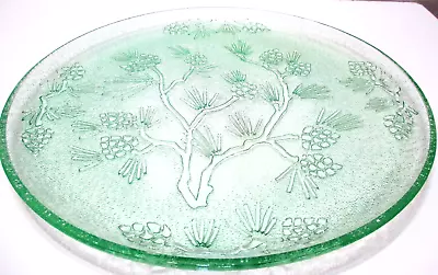 Buy Vintage Tiara Indiana Glass Serving Plate Ponderosa Pine Chantilly Green 12 1/2  • 37.73£