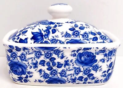 Buy Delft Blue Butter Dish Bone China Flowers Floral Container Hand Decorated UK • 17.50£