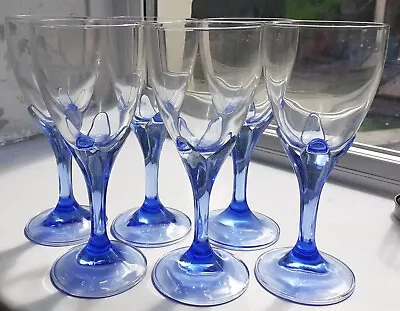 Buy 6 BORMIOLI ROCCO WINE  GLASSES BLUE STEM Size 17 X 7 Cm • 29.99£