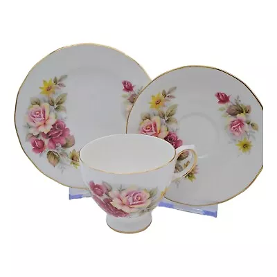 Buy Queen Anne 8517 Trio Red Pink Rose Tea Cup Saucer And Side Plate Bone China  • 9.99£