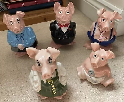 Buy Full Set Of 5 X Natwest Pigs Family Piggy Banks Money Boxes From The 1980s • 79.99£