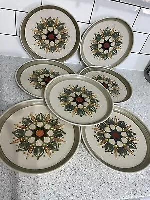 Buy VINTAGE RETRO DENBY / LANGLEY SHERWOOD PATTERN DINNER PLATES X 7 • 50£