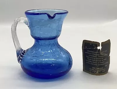 Buy Vintage Pilgrim Small Blue Crackle Glass Side Pour Pitcher • 10.24£