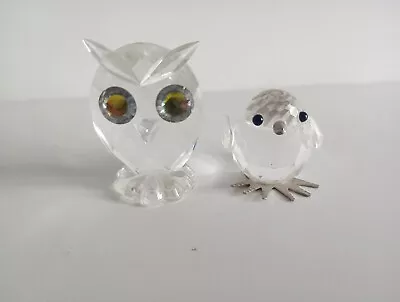 Buy Swarovski Crystal Miniatures 3.5cm Owl And 2.25cm Bird. Excellent/Unboxed. • 20£