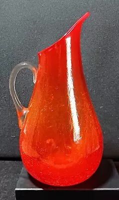 Buy Stunning Mid-Century Modern Blenko Tangerine Crackle Glass Pitcher 13 T • 65.19£