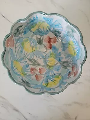 Buy Vintage Crail Scottish Studio Pottery Floral Scalloped Rim Bowl • 14.99£