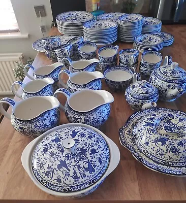 Buy Extra Large Collection Of Burleigh Blue Regal Peacock Ware • 50£
