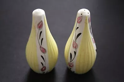 Buy Salt Pepper Pots Shakers Made In England Pottery Lemon White Pink Flower Motif • 4.99£