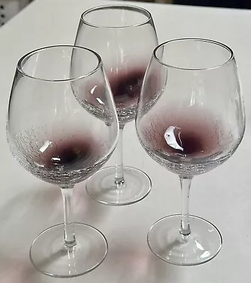 Buy Pier 1 Crackle Glass Amethyst Purple Wine Glasses Set Of 3 • 26.08£