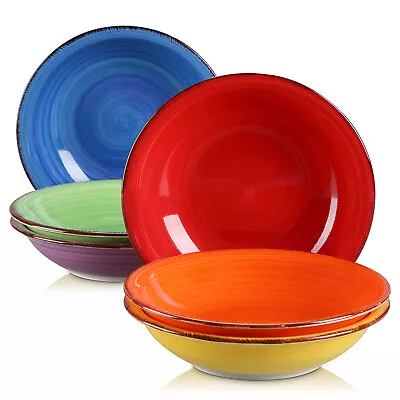 Buy Vancasso BONITA Ceramic Plates 6-Piece Soup Plates Bowls Multicolor Handpainted • 20.69£