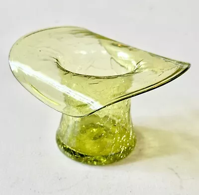 Buy Vintage Blenko Olive/Kiwi Green Crackle Art Glass Small Hat Vase MCM • 27.96£