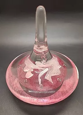 Buy Vintage Clear Pink White Controlled Bubble Art Glass Paperweight Teardrop  • 13.99£