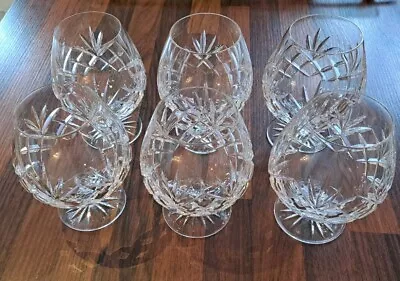 Buy 6 X Cut Glass Crystal Brandy Glasses 13cm Tall In VGC • 20£