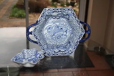 Buy Antique 1909 -1910 Adams Leaf Shape Pickle Bowl And Two Handled Octagonal Bowl • 10£