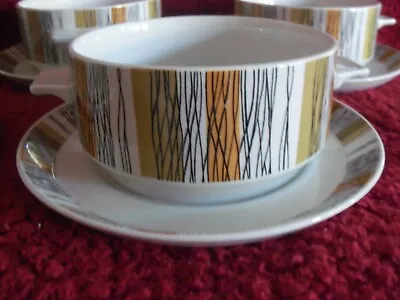 Buy Midwinter Sienna Handled Soup Bowls And Plates X 5 • 25£