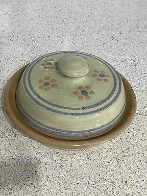 Buy Aysgarth Pottery Hand Painted Pastel Round Butter Dish & Lid North Yorkshire • 22.95£