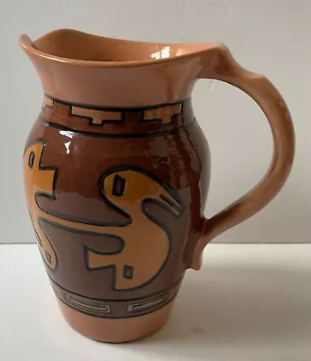 Buy Vintage Pottery Jug Vase Raised Ethnic Tribal African Design Ceramic Pitcher • 12£