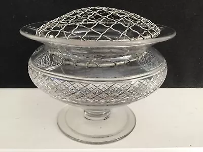 Buy Vintage Cut Glass Rose Bowl With Wire Top - Ground Pontil • 15£