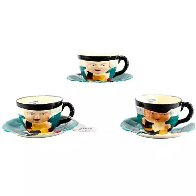 Buy Staffordshire Characture Hand Painted Shorter & Sons Cup & Saucer England Set 3 • 64.30£