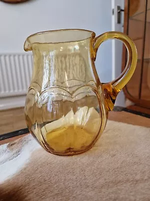 Buy Vintage Amber Cut Glass 7  Pitcher Jug / Carafe 1960  Vgc Summer Bar & Drinks • 16£