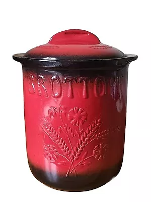 Buy Vintage Red Brottopf Bread Bin Ceramic With Lid Fat Lava Style W. Germany 973-32 • 20£