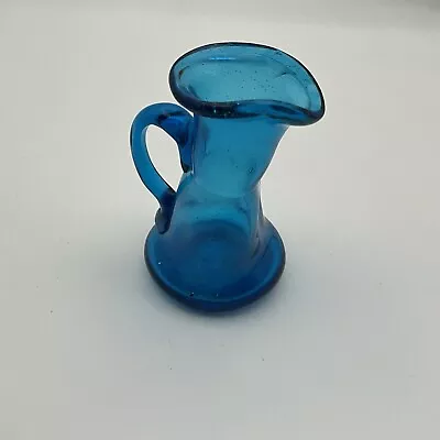 Buy Mini Blue Bubble Glass Pitcher Hand Blown A6 • 13.64£