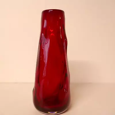 Buy Tall Vintage Whitefriars Glass Red Knobbly Vase 23cm /  9  High • 40£