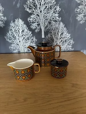 Buy Hornsea Pottery BRONTE Teapot 1977 England Retro + Jug & Sugar /jam Pot • 28.99£