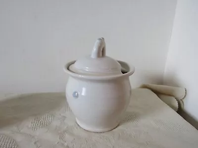 Buy JG Cream Ceramic Pottery Lidded Sugar Bowl 10cm Diamete • 9.99£