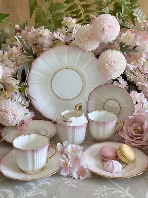 Buy Antique Victorian Teacups; Saucers; Plates; Cake Plate & Jug Pink & Yellow Blush • 24£