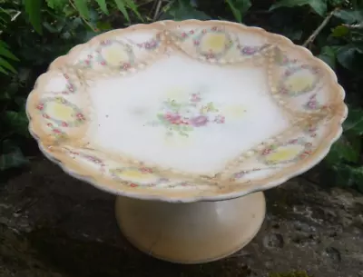 Buy Antique Adams Crown Semi Porcelain Pedestal Cake Plate Ivory Blush Serving Dish • 8.95£