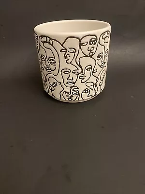 Buy Planter House Plant Flower Pot Abstract Art Ceramic Pot Faces Imprint • 14£